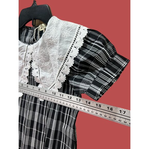 Quiansili - Girls Plaid Button Down Dresses Short Sleeve Peter Pan Collar - 5T - Picture 5 of 16